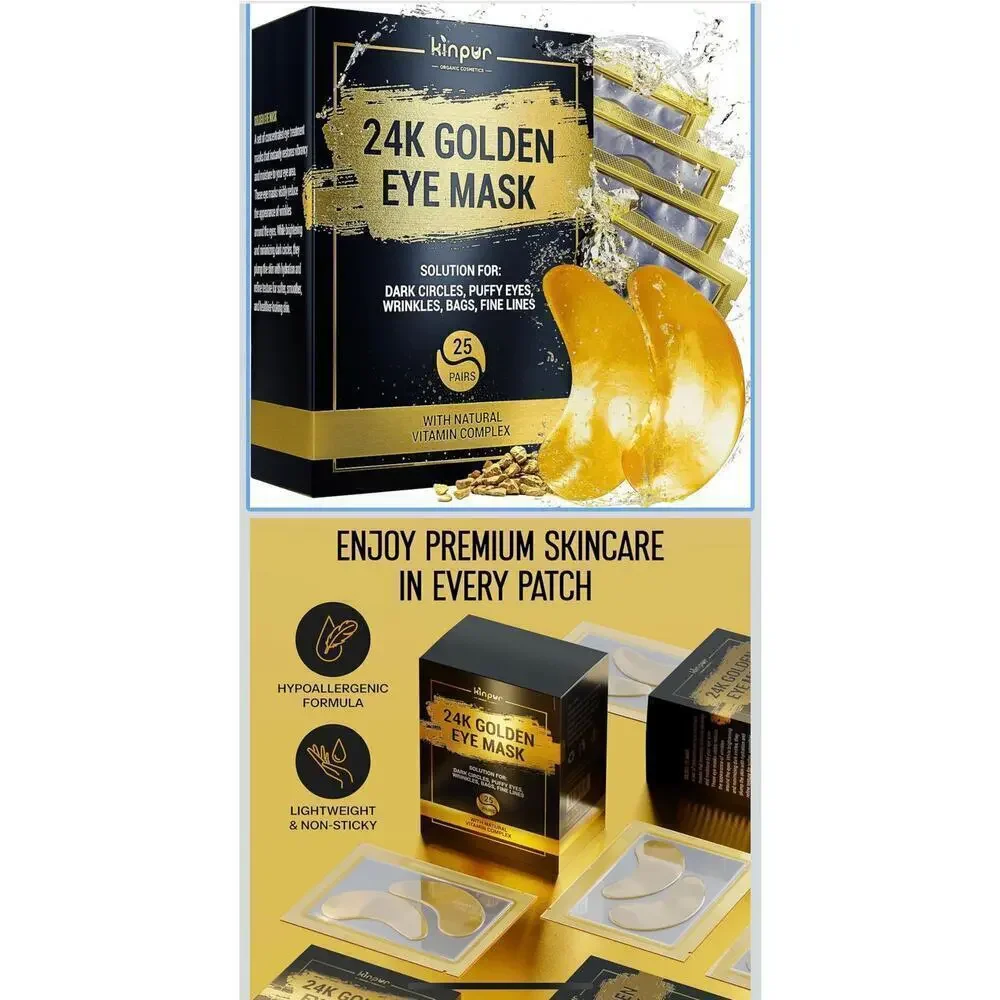 New KINPUR 24k Golden Eye Mask. 25 pairs (brand new never opened)